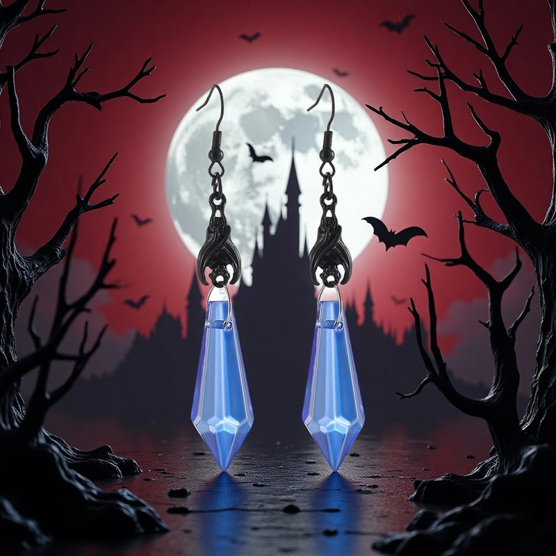 MIFYNN Gothic Dark Bat Dangle Earrings Red Black Crystal Gems Bat Earrings Punk Rock Style Bats Animal Earrings Halloween Costumes Earrings Jewelry for Women - Image 3